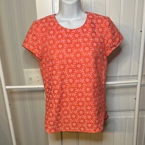 Boden Size 4 Coral Textured‎ Floral Blouse